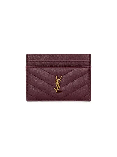 Saint Laurent Women's Grain De Poudre Leather Cassandre Card Case