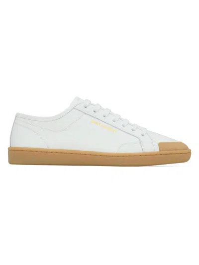 Saint Laurent Women's Gym Sneakers In Smooth Leather In White