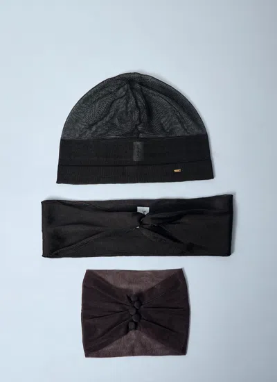 Saint Laurent Women Hat And Scarf Set In Brown