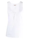 Saint Laurent Paris Women Canotta Henley In Popeline Di Cotone In White