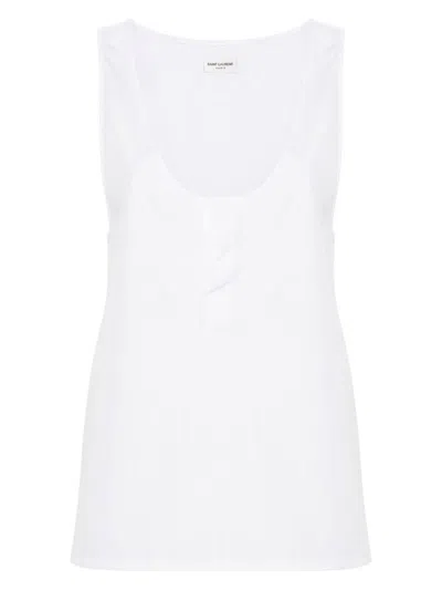 Saint Laurent Women's Henley Dinghy Top In White