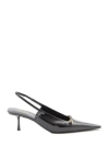 Saint Laurent Hermione Leather Kitten Slingback Pumps In Black
