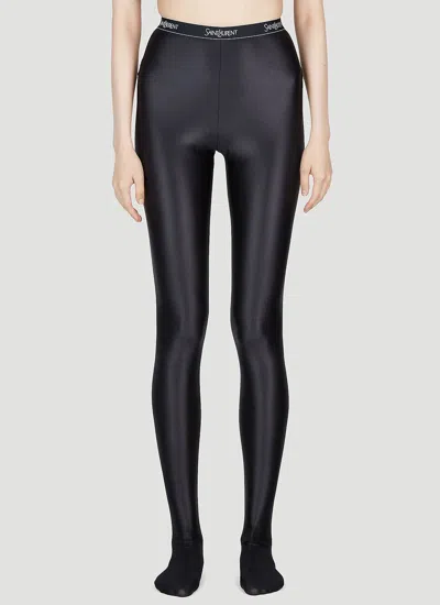 Saint Laurent Women High Shine Opaque Tights In Black