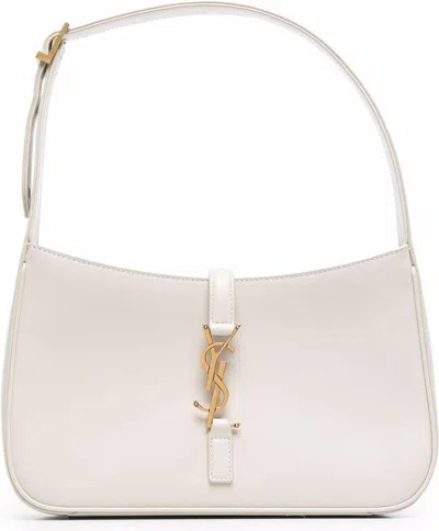 Saint Laurent Women's Hobo Logo Plaque Mini Bag In Crema Soft