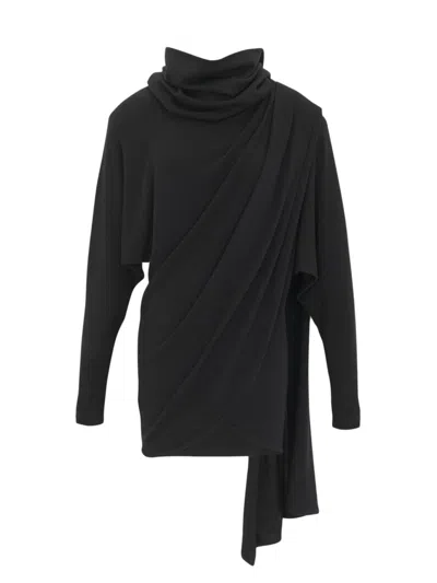 Saint Laurent Hooded Wool Dress In Black