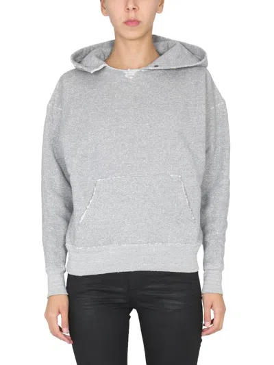 Saint Laurent Women Hoodie In Grey