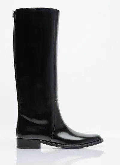 Saint Laurent Hunt Leather Knee-high Boots In Black
