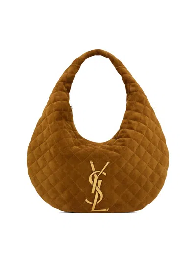 Saint Laurent Women's Icare Hobo Bag In Quilted Suede In Brown