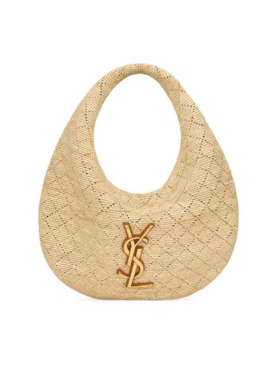 Saint Laurent Women's Icare Hobo Bag In Raffia In Brown