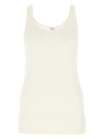Saint Laurent Women's Ivory Modal Blend Tank Top