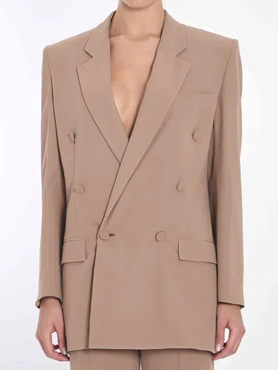 Saint Laurent Women Jacket In Silk Crepe In Beige