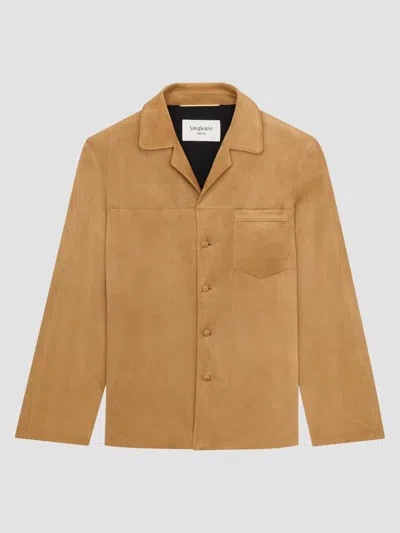 Saint Laurent Women's Jacket In Suede In Brown