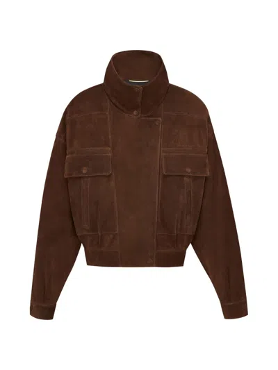 Saint Laurent Women's Jacket In Vintage Split Leather In Brown