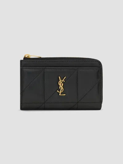 Saint Laurent Women's Jamie Zip Card Case In Black
