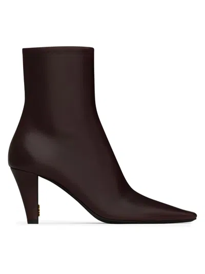 Saint Laurent Women's Jill Booties In Smooth Leather In Brown