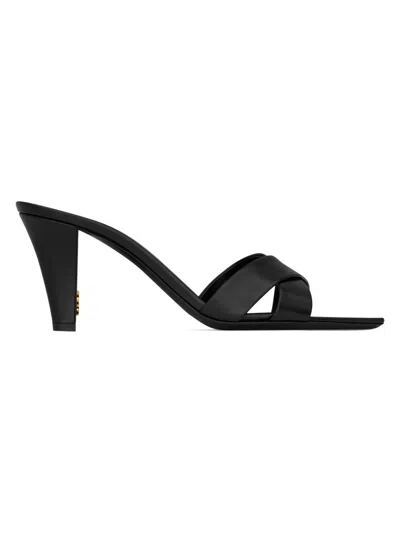 Saint Laurent Women's Jill Mules In Smooth Leather In Black