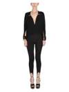 Saint Laurent Women Jumpsuit With Open Sleeves In Crepe Jersey