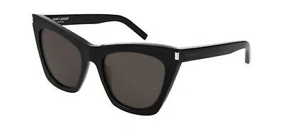 Pre-owned Saint Laurent Women's Kate Cat Eye Sunglasses Black 55.0 Millimeters In Gray