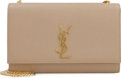 Saint Laurent Monogram Ysl Medium Chain Shoulder Bag In Dark Beige