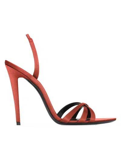 Saint Laurent 110mm Kate Satin Sandals In Red