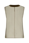 Saint Laurent Muslin Top With Textured Fabric And Contrast Trim In Green