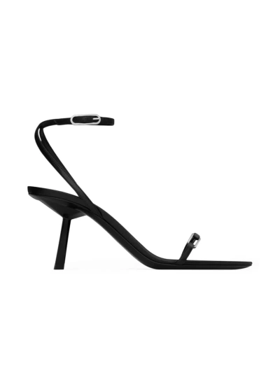 Saint Laurent 75mm Kitty Leather Sandals In Black