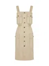 Saint Laurent Women's Casual Style Sleeveless Cotton Medium Dress In Cream