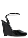 Saint Laurent La Scandale 110 Patent Leather Wedge Sandals