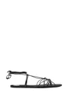 Saint Laurent Black Sandals With Cassandre Logo And Laces Around The Ankle In Leather Woman