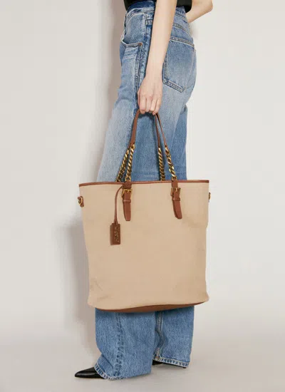 Saint Laurent Women Laurent Canvas Tote Bag In Neutral