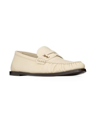 Saint Laurent Laurent Loafers In Smooth Leather In Neutral