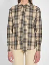 Saint Laurent Tartan Check Long-sleeved Shirt In Neutral