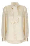Saint Laurent Lavalliere Silk Shirt In White