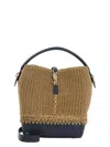 Saint Laurent Raffia And Leather Shoulder Bag With Detachable Strap In Brown