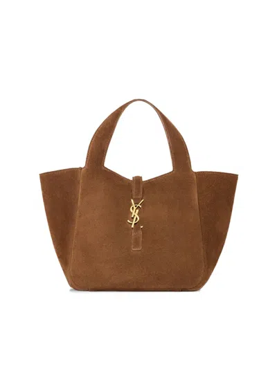 Saint Laurent Women's Le 5 À 7 Baby Bea Top Handle Bag In Suede In Brown