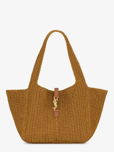 Saint Laurent Women Le 5 Ã 7 Bea Linen And Leather Shoulder Bag
