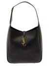 Saint Laurent Women 'le 5 À 7' Black Shoulder Bag With Cassandre Detail In Hammered Leather Woman