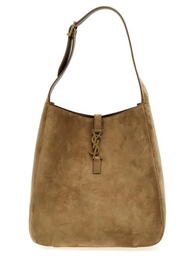 Saint Laurent Le 5 À 7 Supple Large Suede Shoulder Bag In Green