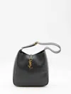 Saint Laurent Small 5 To 7 Bag In Soft Black Hammered Leather, Lined In Tone-on-tone S