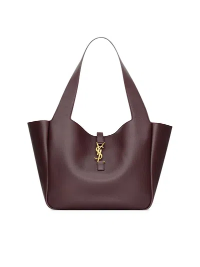 Saint Laurent Women's Le 5 Ÿ 7 Bea In Grained Leather Tote Bag In Purple