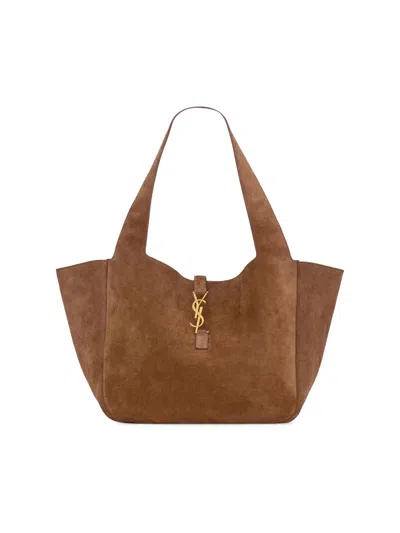 Saint Laurent Women's Le Bea In Suede Tote Bag In Brown