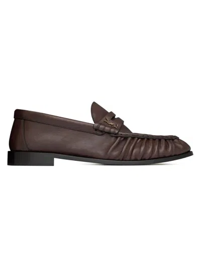 Saint Laurent Women's Le Loafers Supple In Matte Leather In Brown