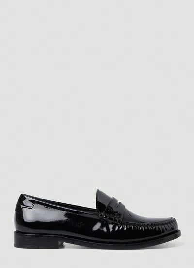 Saint Laurent Le Penny Strap Loafers In Black