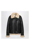 Saint Laurent Leather Jacket With Shearling Collar In Brown