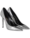 Saint Laurent Women's Leather Anja Textured Pointed Pump (authentic Pre-loved) In Silver