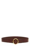 Saint Laurent Women Leather Belt In Brown