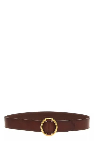 Saint Laurent Women Leather Belt In Brown