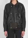 Saint Laurent Leather Bomber Jacket In Black