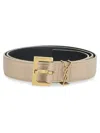 Saint Laurent Elegant Black Leather Belt For Women In Nude & Neutrals