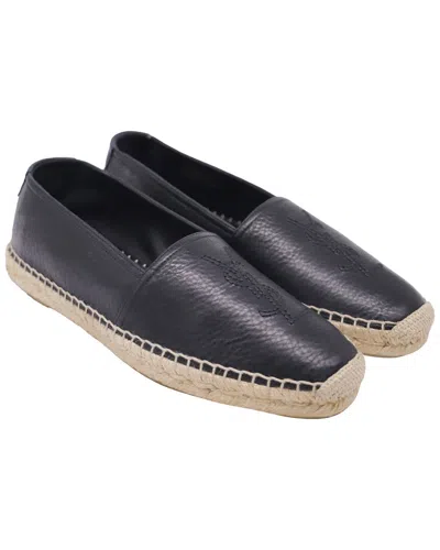 Pre-owned Saint Laurent Women's Leather Cassandre Logo-embroidered Espadrille (authentic  Pre-loved)